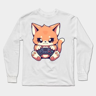 gamer cat Long Sleeve T-Shirt